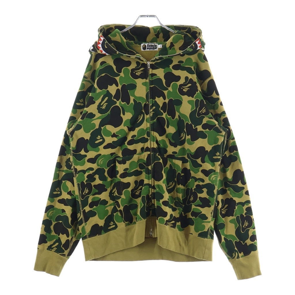 A BATHING APE(アベイシングエイプ) CAMO SHARK FULL ZIP HOODIE カモシャーク フルジップフーディ パーカー カーキ 001ZPL301008M