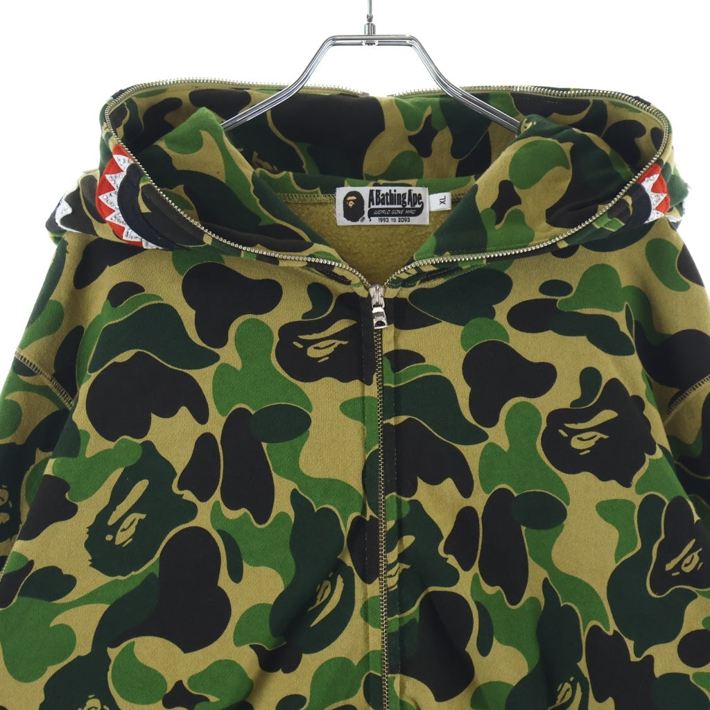 A BATHING APE(アベイシングエイプ) CAMO SHARK FULL ZIP HOODIE カモシャーク フルジップフーディ パーカー カーキ 001ZPL301008M