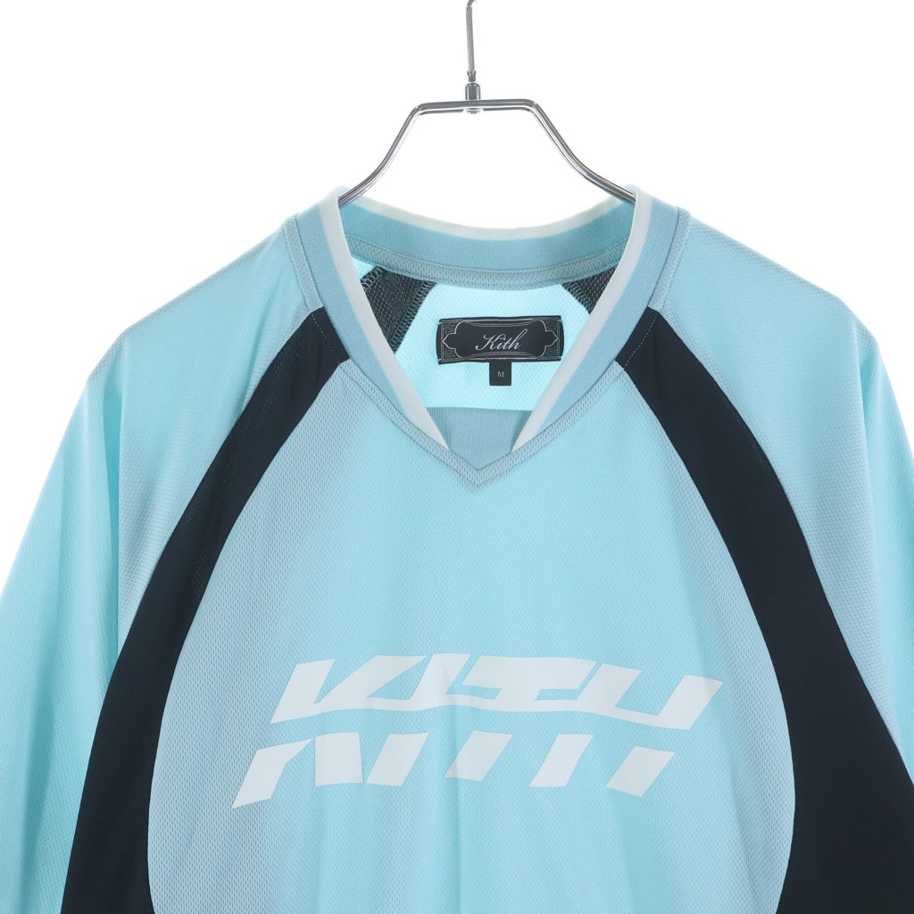 KITH(キス) Otto Mesh Chase Jersey フロントロゴ メッシュゲームシャツ 半袖Tシャツカットソー ブルー 26-073-060-0001-2-0