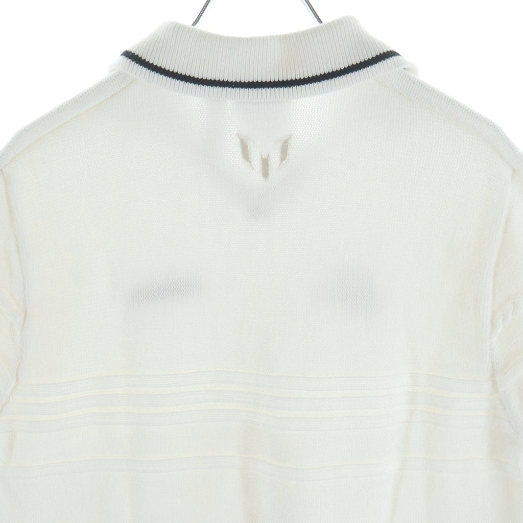 KITH(キス) ×adidas Football Knit Polo フロントロゴ刺繍 半袖ニットポロシャツ ホワイト KU4269