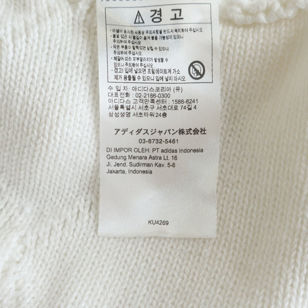 KITH(キス) ×adidas Football Knit Polo フロントロゴ刺繍 半袖ニットポロシャツ ホワイト KU4269