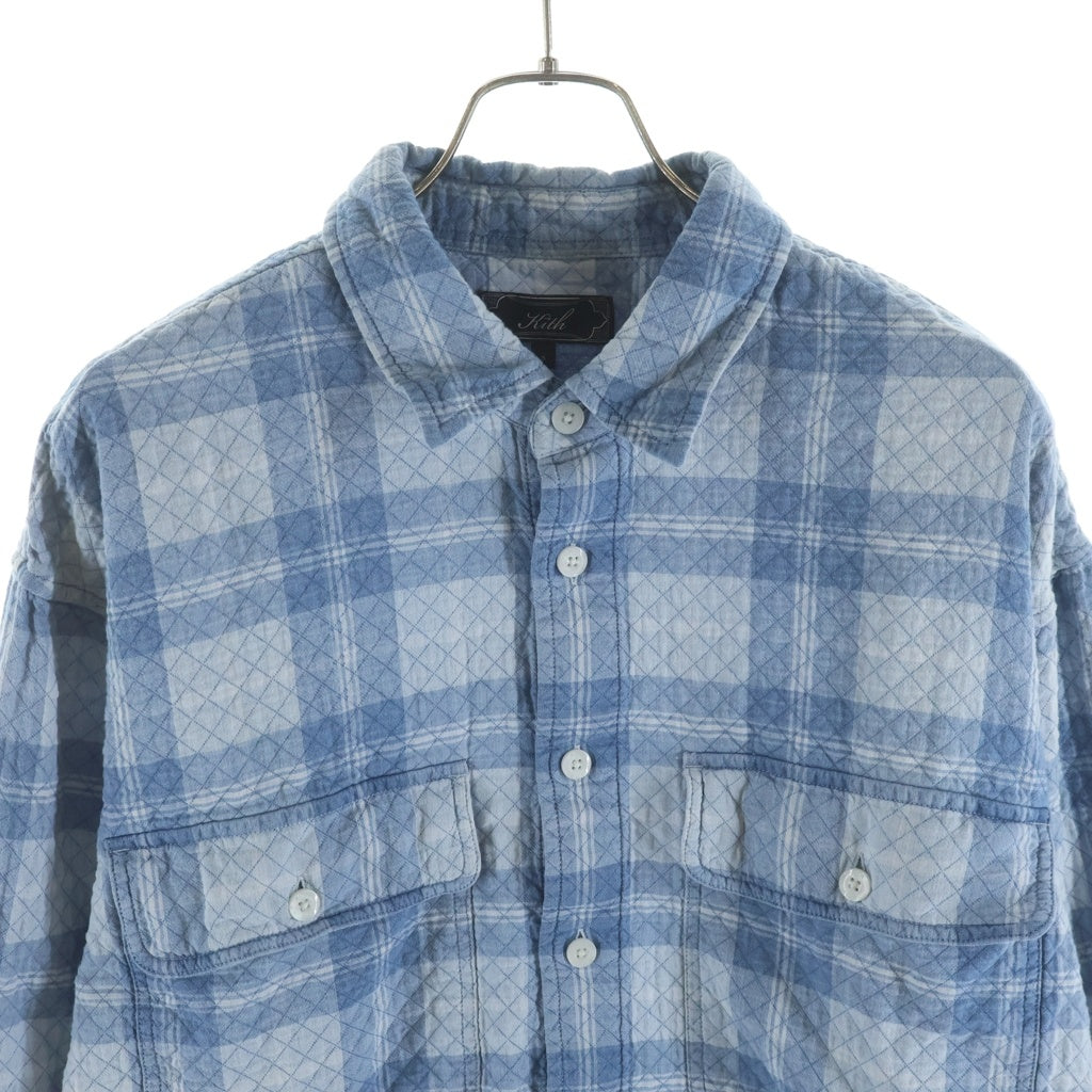KITH(キス) Washed Indigo Plaid Henson Shirt コットン チェック キルティング加工 長袖シャツ ブルー 26-050-060-0004-2-0