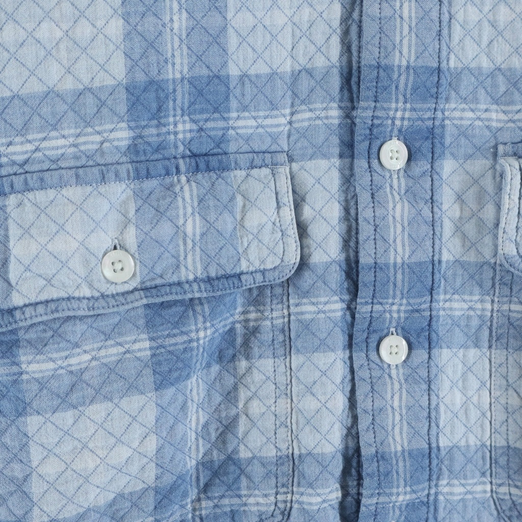 KITH(キス) Washed Indigo Plaid Henson Shirt コットン チェック キルティング加工 長袖シャツ ブルー 26-050-060-0004-2-0