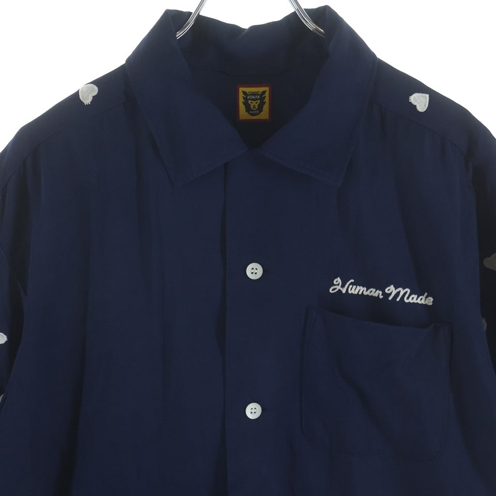 HUMAN MADE(ヒューマンメイド) 22SS Embroidery Shirt エンブロイダリーシャツ 半袖シャツ ネイビー