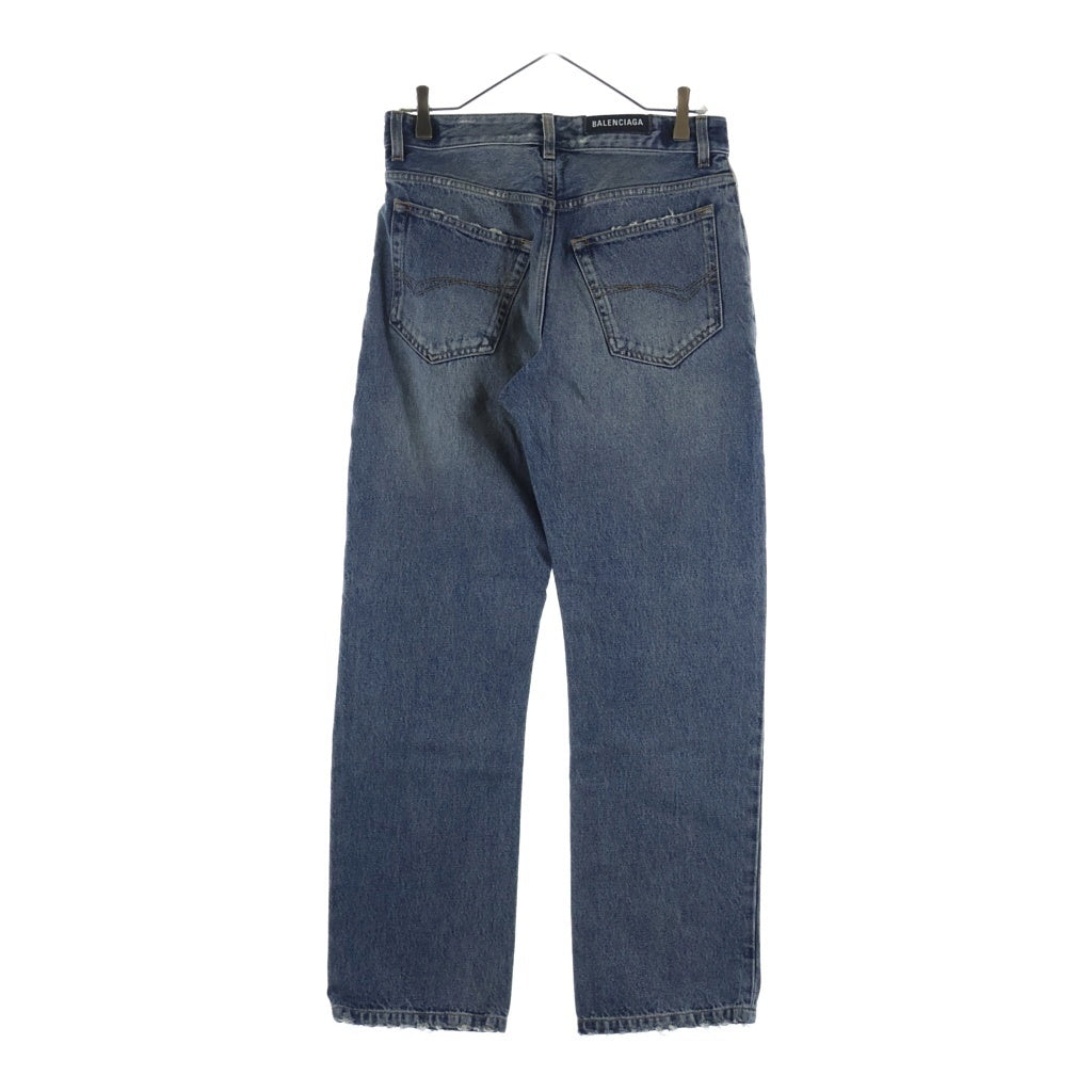 BALENCIAGA(バレンシアガ) 24AW ルーズフィット ダメージデニムパンツ インディゴ 745149 レディース