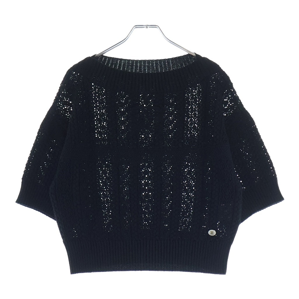 CHANEL(シャネル) ココマーク かぎ編み 半袖ニットセーター ブラック P76924K11083 レディース