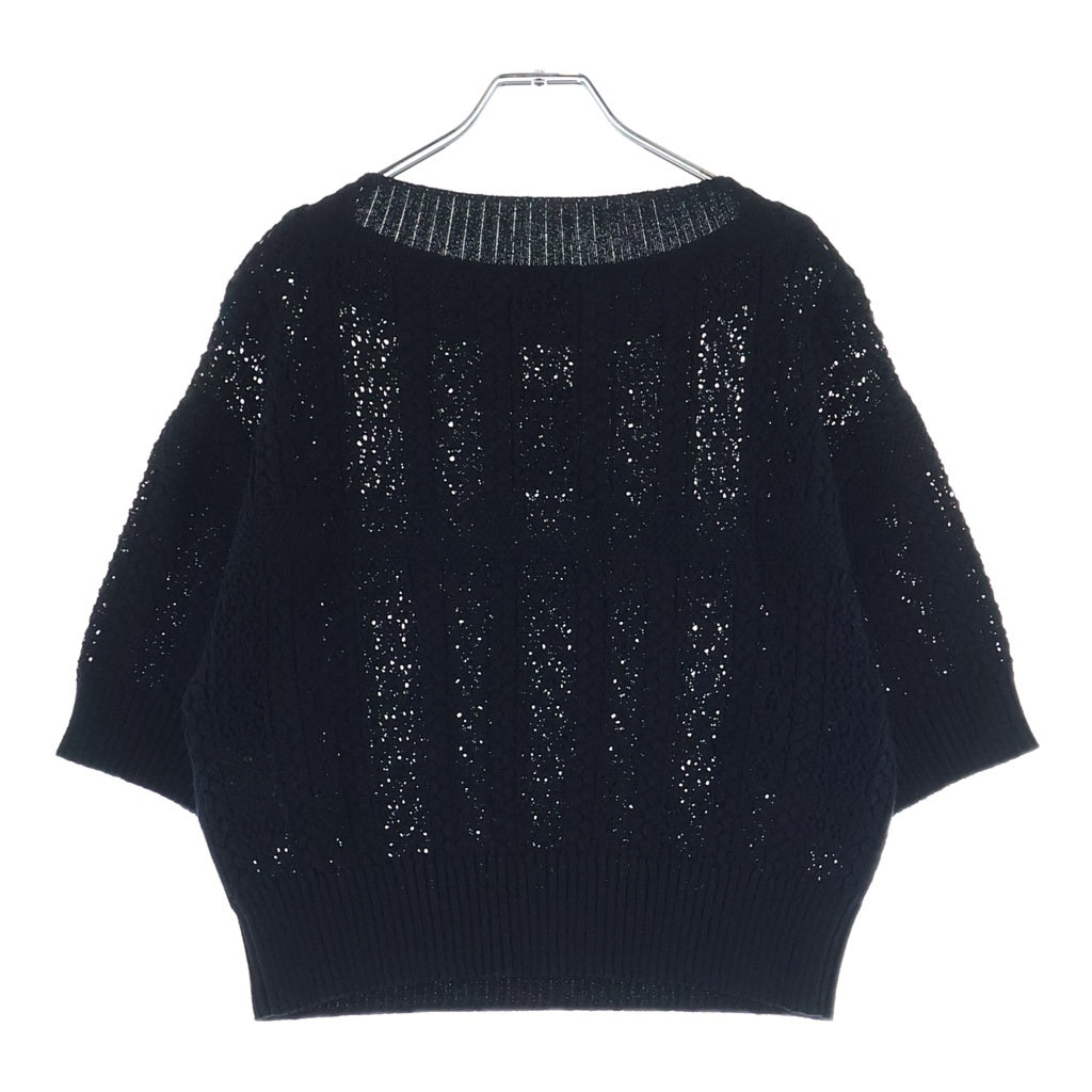 CHANEL(シャネル) ココマーク かぎ編み 半袖ニットセーター ブラック P76924K11083 レディース
