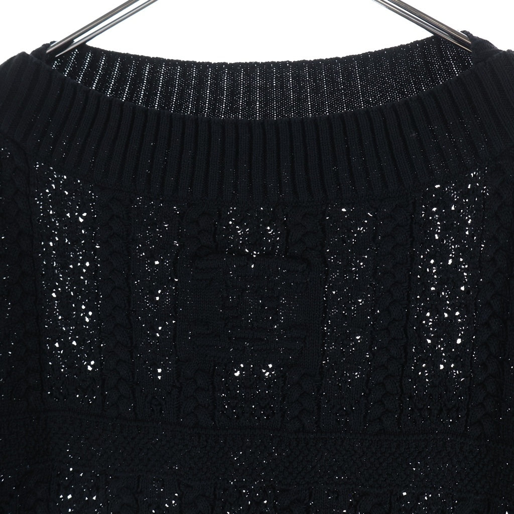 CHANEL(シャネル) ココマーク かぎ編み 半袖ニットセーター ブラック P76924K11083 レディース