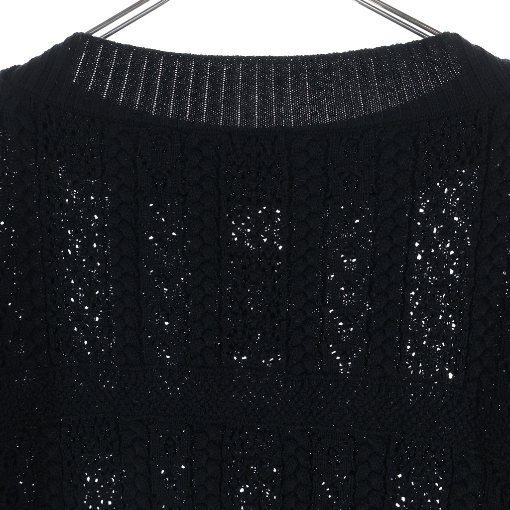CHANEL(シャネル) ココマーク かぎ編み 半袖ニットセーター ブラック P76924K11083 レディース
