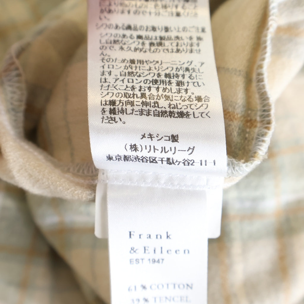 Frank&Eileen(フランクアンドアイリーン) SHIRLEY シャーリー チェック柄 長袖ネルシャツ ベージュ 4010700121 レディース
