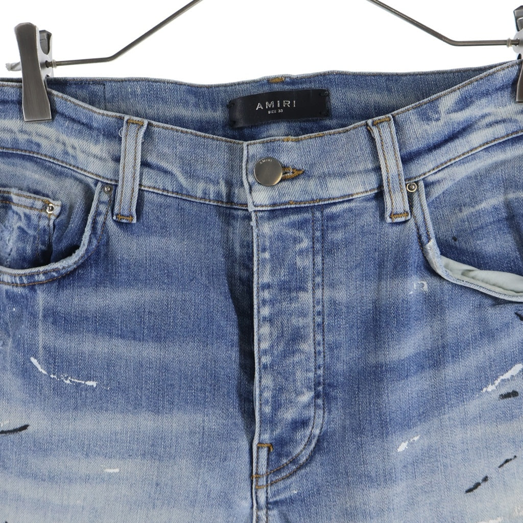 AMIRI(アミリ) ダメージ ペイント加工 ボタンフライ スキニーデニムパンツ インディゴ