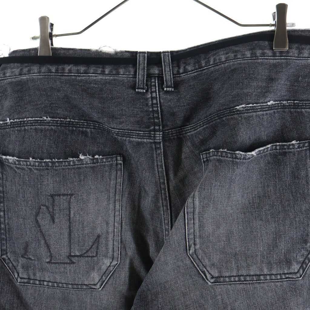 cvtvlist(カタリスト) ROYAL FLASH限定 カスタム ダブルロゴ クラッシュデニムパンツ ブラック 21FW0407