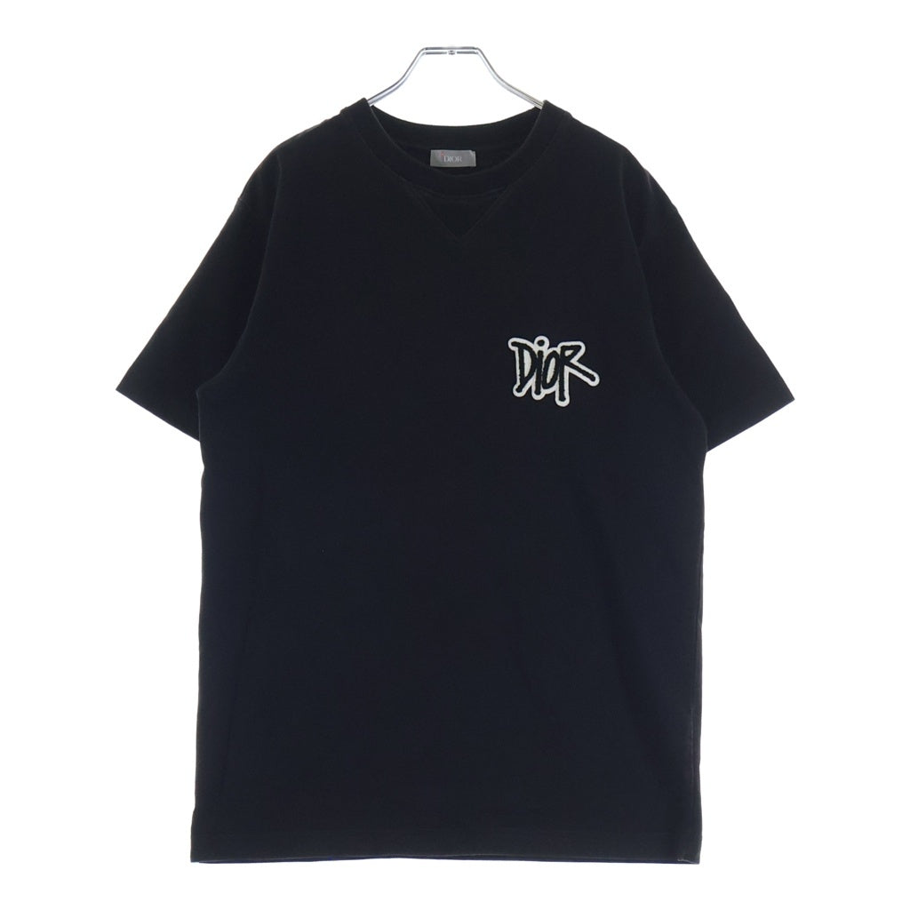 DIOR(ディオール) 20SS ×Shawn Stussy フロントロゴ刺繍半袖カットソー 半袖Tシャツ 033J625I0554 ブラック