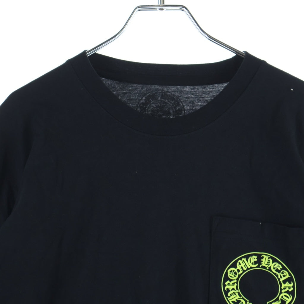 CHROME HEARTS(クロムハーツ) FLRL CRS HORSESHOE L/S 袖フローラルプリント クルーネック長袖Tシャツカットソー ブラック /イエロー