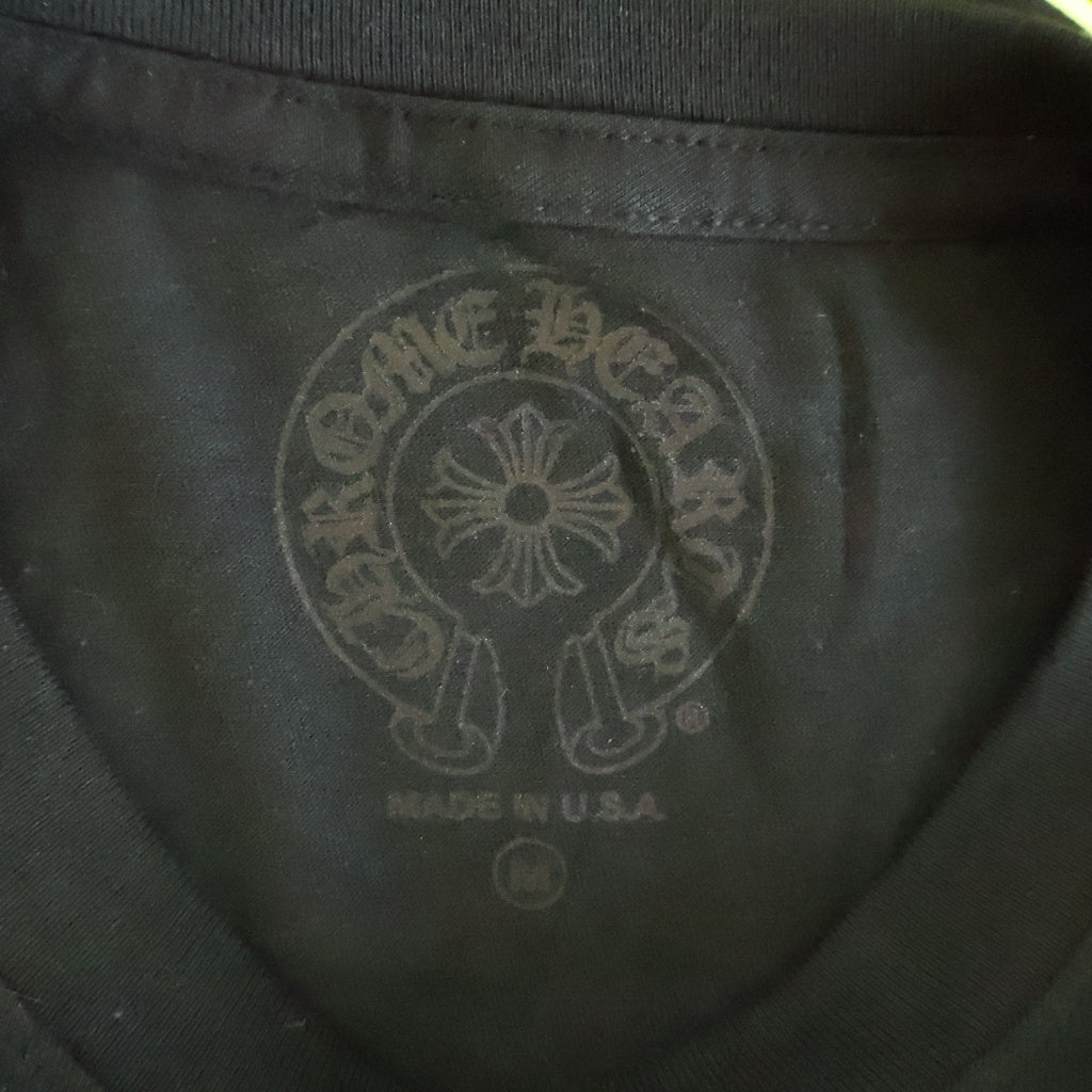 CHROME HEARTS(クロムハーツ) FLRL CRS HORSESHOE L/S 袖フローラルプリント クルーネック長袖Tシャツカットソー ブラック /イエロー