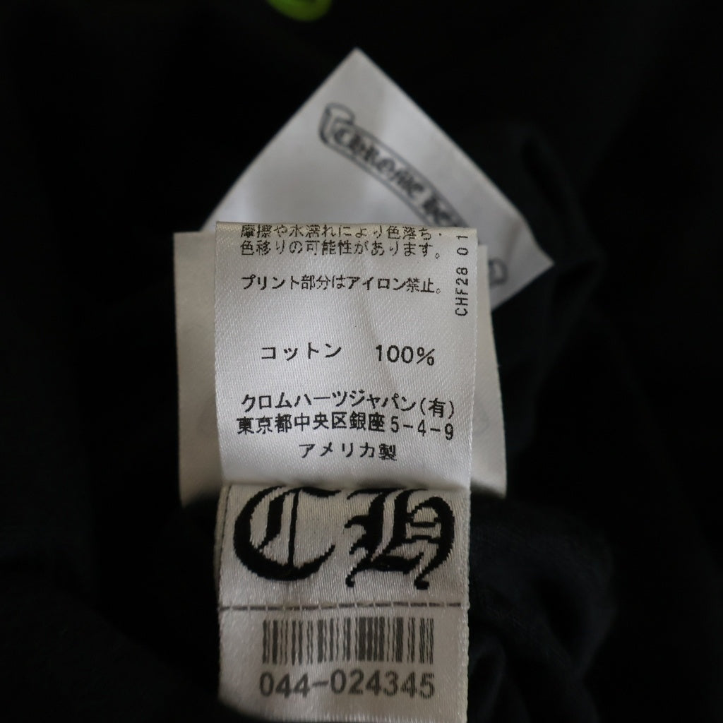 CHROME HEARTS(クロムハーツ) FLRL CRS HORSESHOE L/S 袖フローラルプリント クルーネック長袖Tシャツカットソー ブラック /イエロー