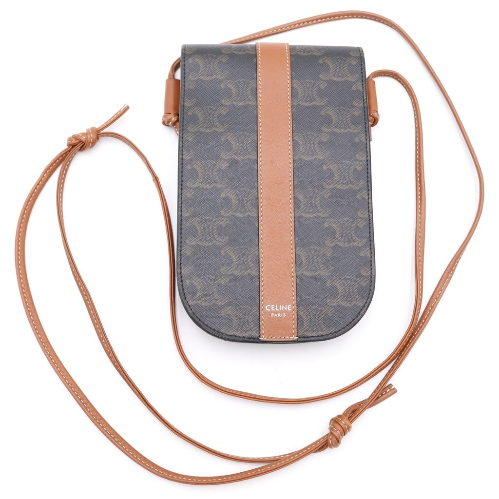 CELINE(セリーヌ) トリオンフ キャンバス ショルダーフォンケース ブラウン 10H742DCH.04LU 10H742DCH.04LU