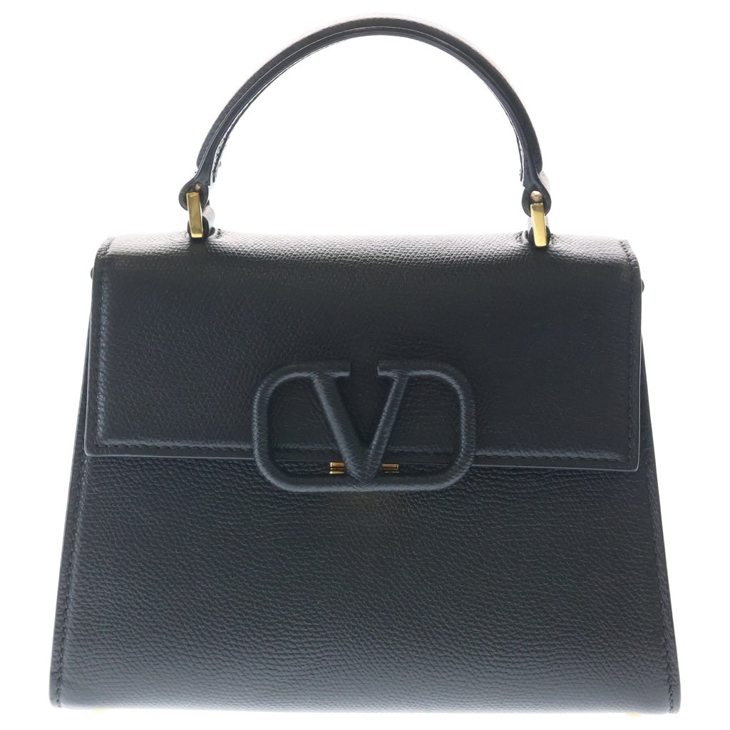 VALENTINO(ヴァレンティノ) ガラヴァーニ Vスリング グレインカーフスキン スモール ハンドバッグ ショルダーバッグ ブラック レディース