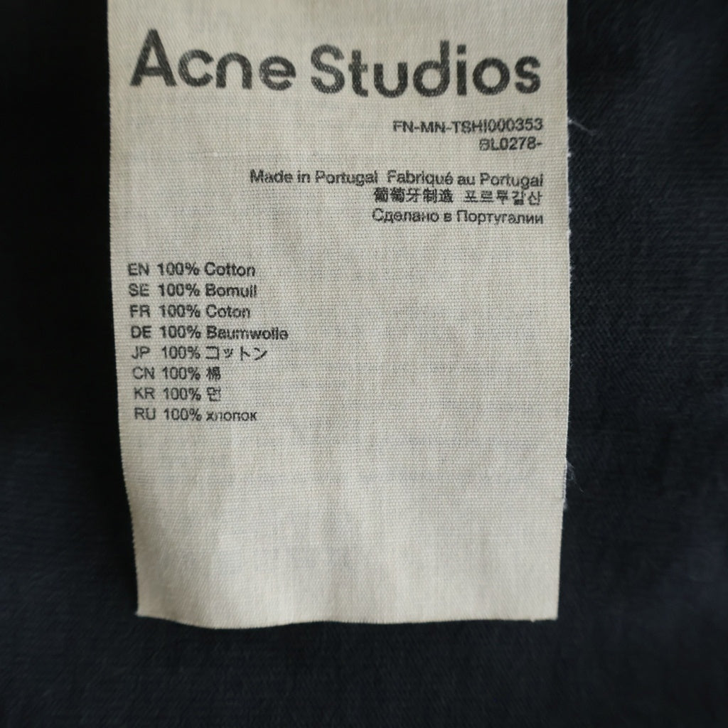 Acne Studios(アクネ ストゥディオズ) リラックスフィット スタンプロゴ 半袖Tシャツカットソー ブラック FN-MIN-TSHI000353