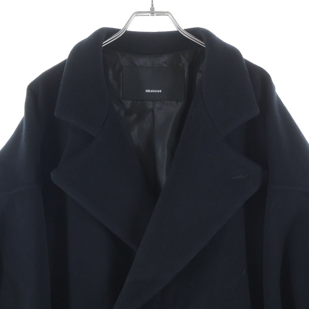 08sircus(ゼロエイトサーカス) Beaver Double Face Rever Over Coat ビーバーダブルフェイスリバーオーバーコート ブラック S23AW-OT10