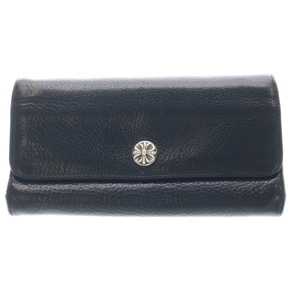 CHROME HEARTS(クロムハーツ) JUDY CROSS BALL ジュディ クロス ボール ボタン レザーウォレット 長財布 ブラック 366