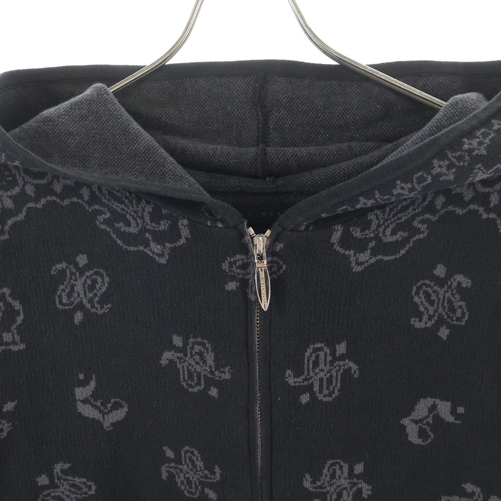 JUN / NAKAYAMA(ジュンナカヤマ) 26SS PAISLEY KNIT HOODIE ペイズリー ジャカード ニットジップアップフーディー パーカーブラウン JN-SS26-001