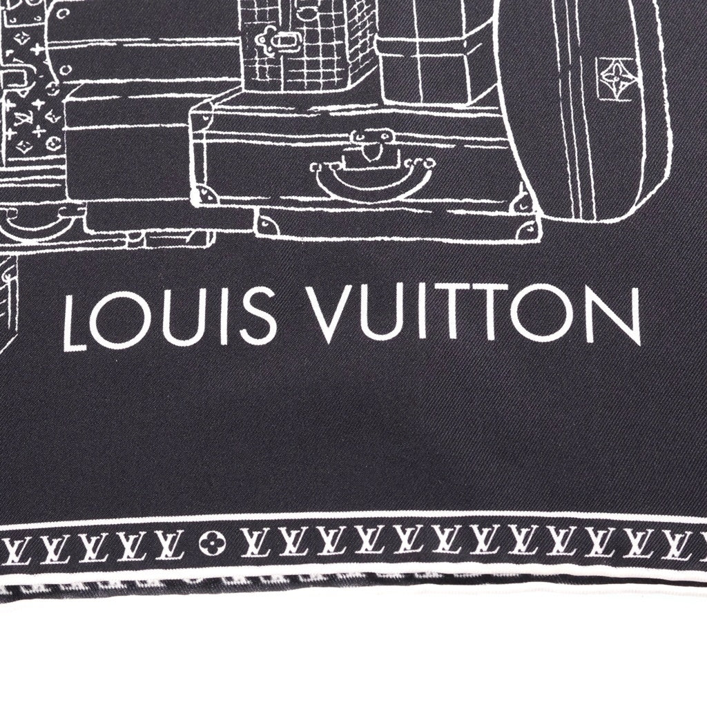 LOUIS VUITTON(ルイヴィトン) カレ90・マイ LV ラゲージ スカーフ ブラック/ホワイト M96671 レディース