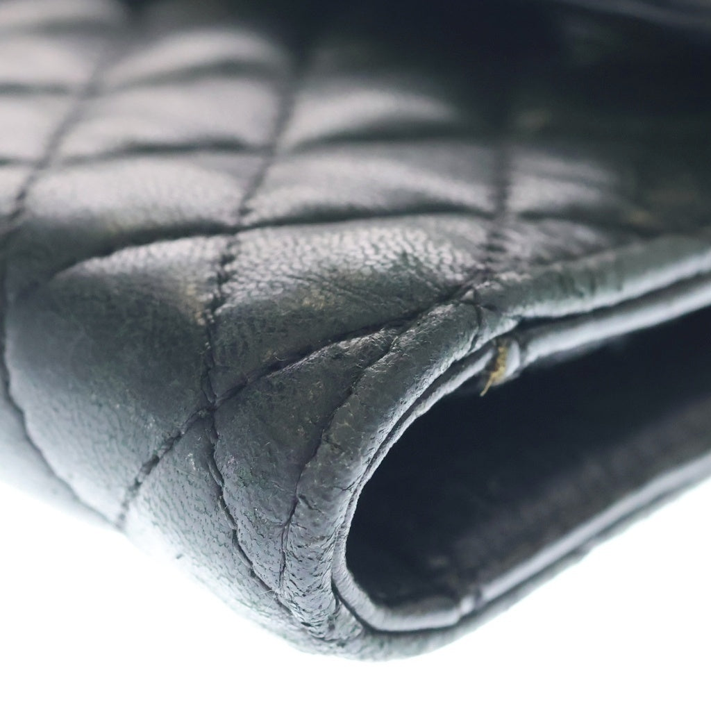 CHROME HEARTS(クロムハーツ) WAVE4 QLT 3SNP ウェーブキルティングレザーウォレット 長財布 ブラック