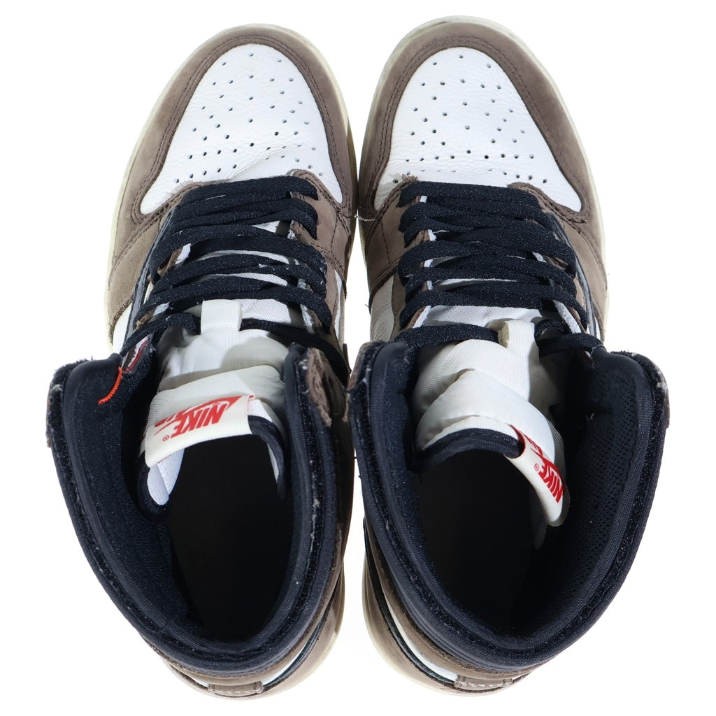 NIKE(ナイキ) ×TRAVIS SCOTT AIR JORDAN 1 HIGH OG TS SP CD4487-100 トラヴィススコット エアジョーダン1 ハイカットスニーカー ブラウン/ホワイト US9/27.0cm