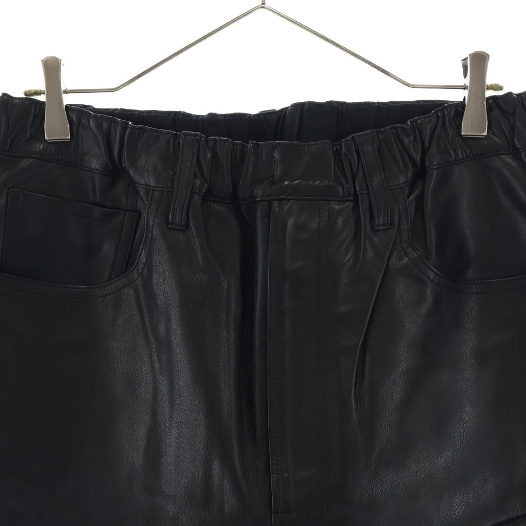 YOKO SAKAMOTO(ヨーコサカモト) LEATHER TROUSERS レザーストレートパンツ ブラック