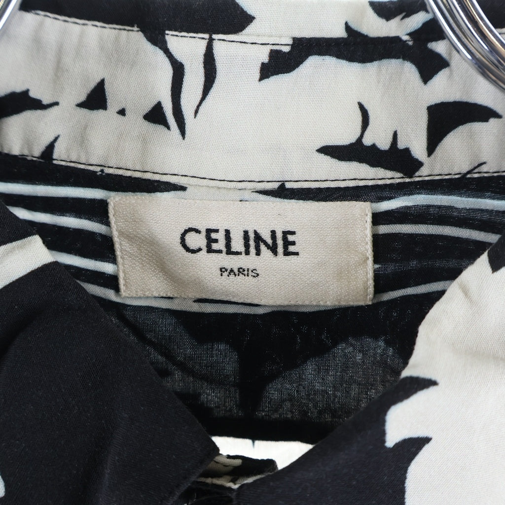 CELINE(セリーヌ) 21SS ドラッグストアカラーパームツリープリントクラシック長袖シャツ ブラック/ホワイト 2C028466M