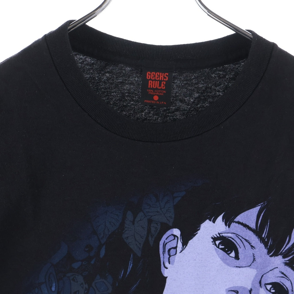 GEEKSRULE(ギークスルール) ×PERFECT BLUE パーフェクトブルー シルクスクリーンプリント クルーネックプルオーバー 半袖Tシャツカットソー ブラック