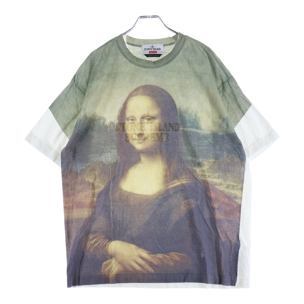 SUPREME(シュプリーム) 22SS ×STONE ILAND Mona Lisa ストーンアイランド モナリザ プリント 半袖Tシャツカットソー ホワイト/カーキ 7625201S7