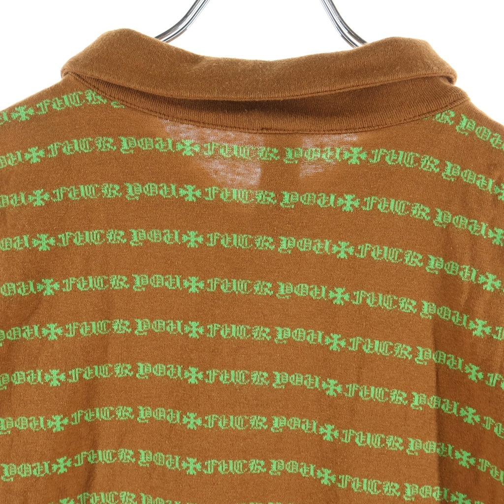 CHROME HEARTS(クロムハーツ) Y Not Stripe Polo ストライプポロシャツ長袖カットソー ブラウン/グリーン
