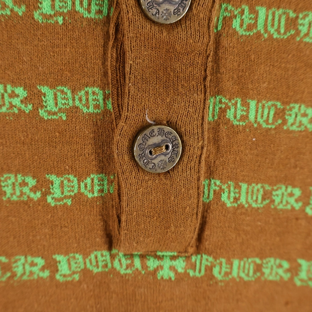CHROME HEARTS(クロムハーツ) Y Not Stripe Polo ストライプポロシャツ長袖カットソー ブラウン/グリーン