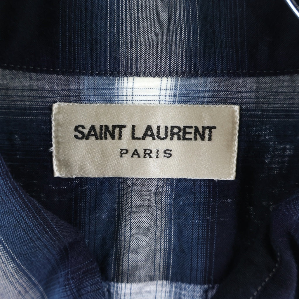 SAINT LAURENT PARIS(サンローランパリ) 14AW オンブレチェック総柄ロングスリーブシャツ 長袖シャツ ブルー/ホワイト 340855 Y854F