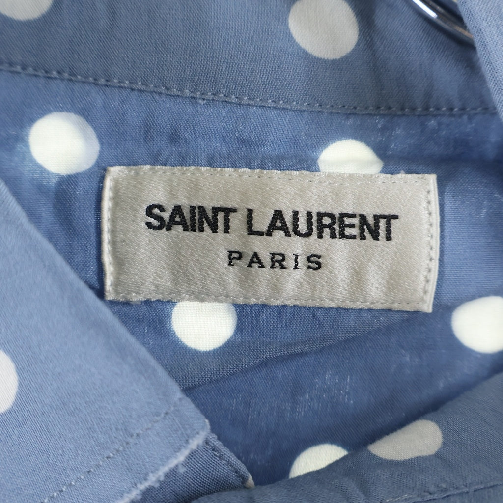 SAINT LAURENT PARIS(サンローランパリ) エディ期 ポルカドットシャツ 長袖シャツ ブルー 411620 Y324P