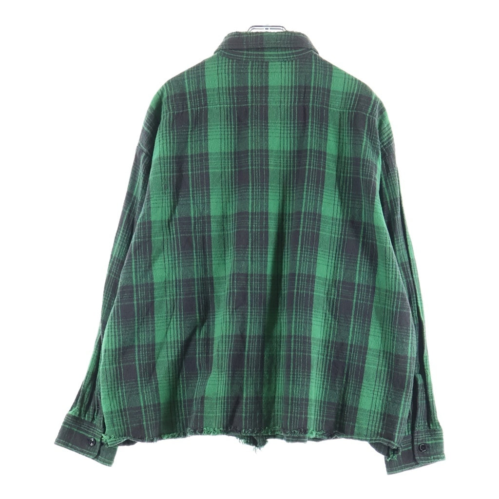 SAINT MICHAEL(セントマイケル) FRNL CHECK SHIRT カットオフ加工 フランネルシャツ グリーン SM-YS8-0000-024
