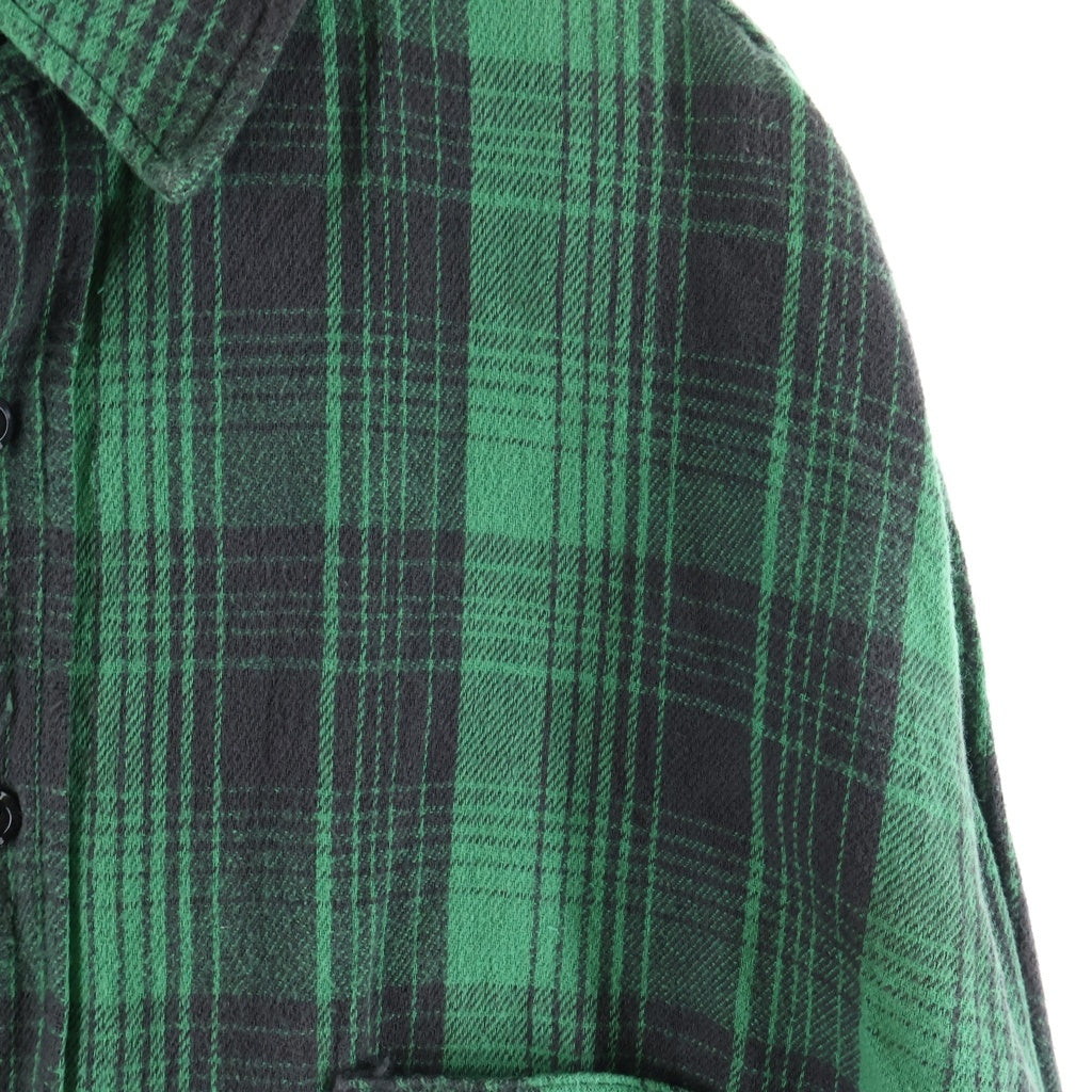 SAINT MICHAEL(セントマイケル) FRNL CHECK SHIRT カットオフ加工 フランネルシャツ グリーン SM-YS8-0000-024