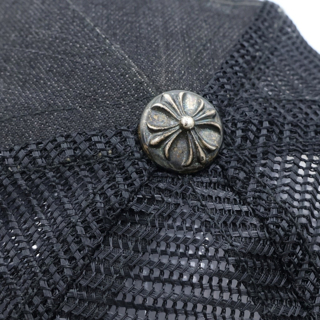CHROME HEARTS(クロムハーツ) BS FLARE SCROLL LABEL BSフレア スクロールラベル 刺繍 メッシュ キャップ 帽子 ブラック