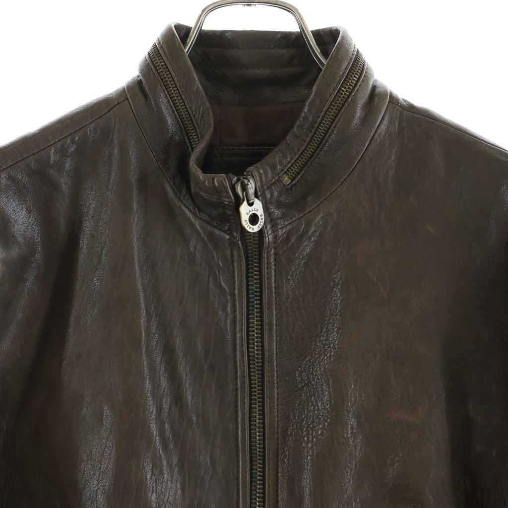 BALLY(バリー) レザー ダブルジップ ライダースジャケット ブラウン レディース