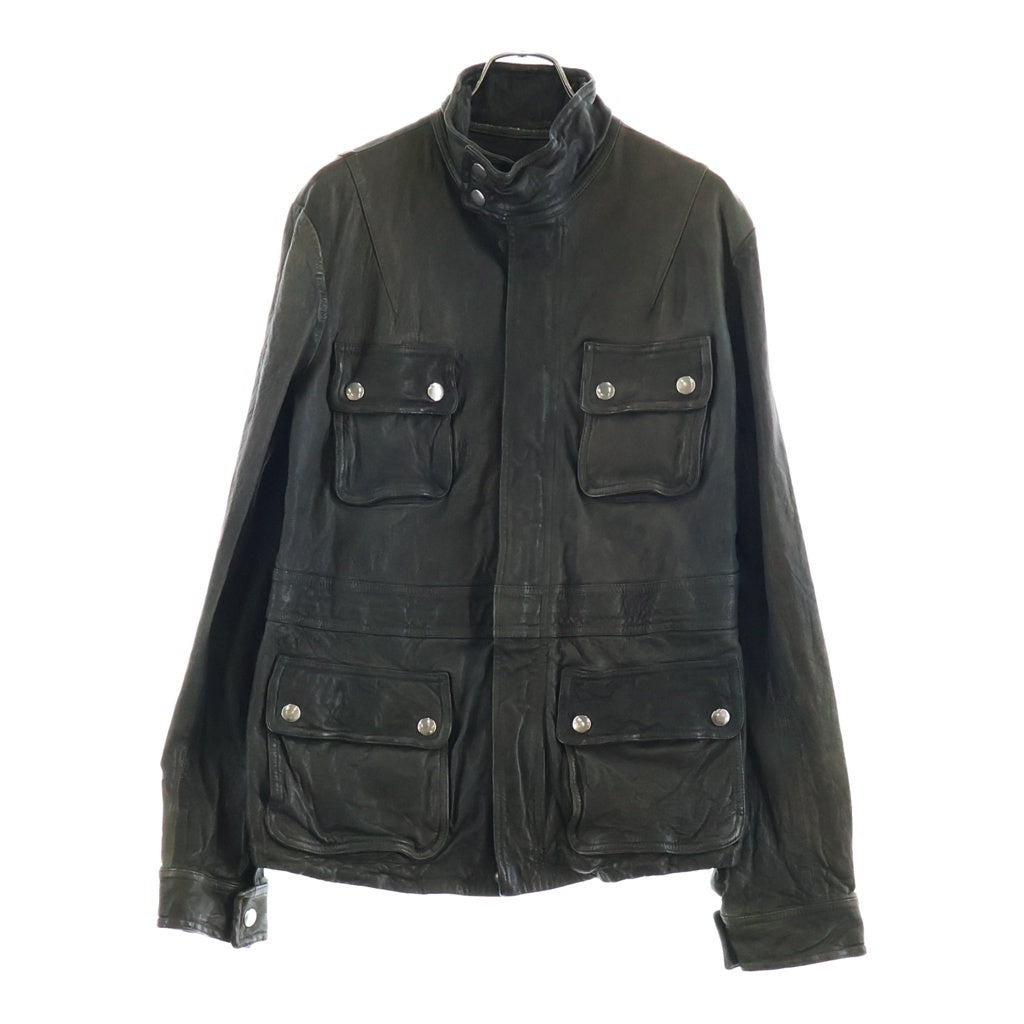 EMPORIO ARMANI(エンポリオアルマーニ) ラムレザー カバーオールジャケット ブラック J1G04P