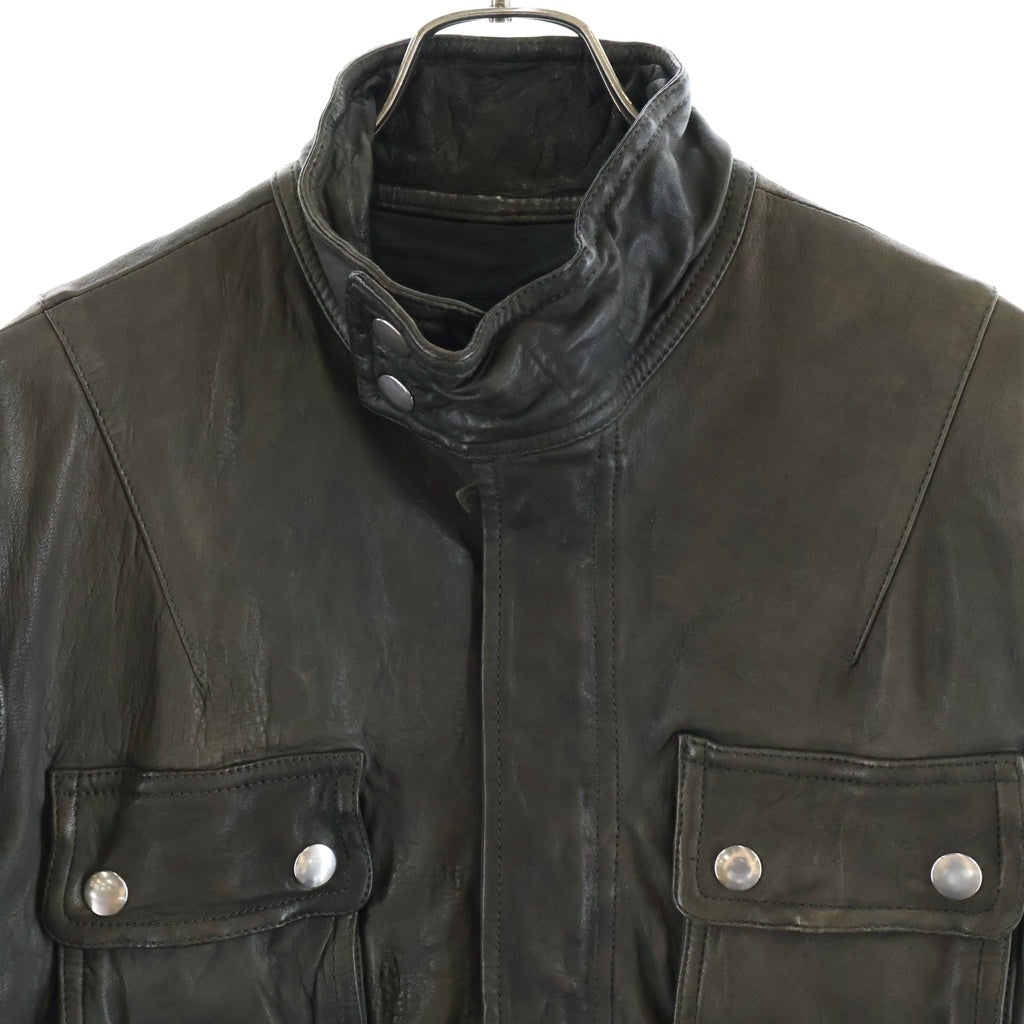EMPORIO ARMANI(エンポリオアルマーニ) ラムレザー カバーオールジャケット ブラック J1G04P