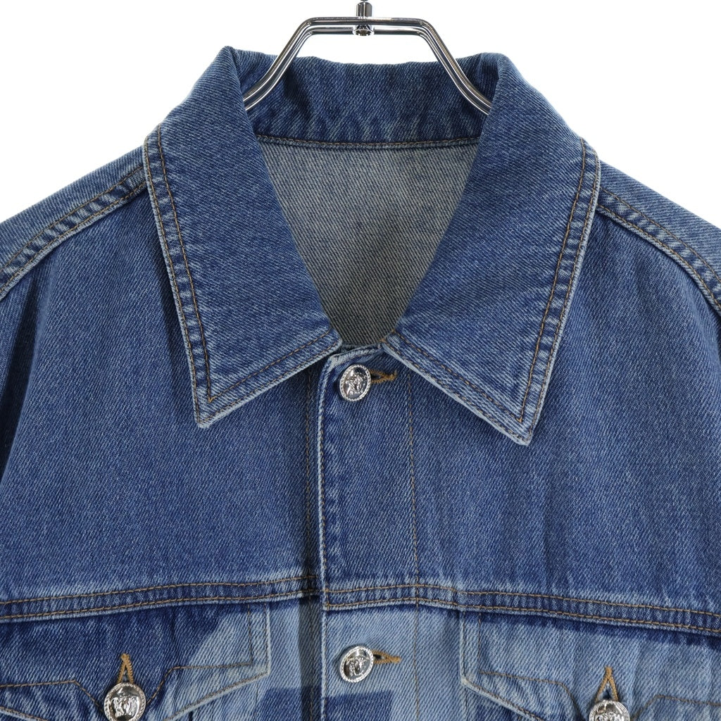 VERSACE(ヴェルサーチ) ロゴプリント デニムジャケット Gジャン A85236 ブルー