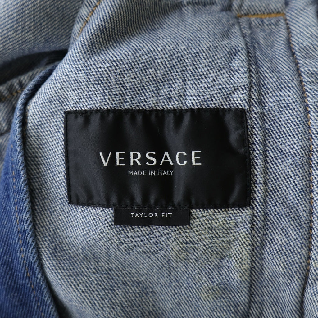 VERSACE(ヴェルサーチ) ロゴプリント デニムジャケット Gジャン A85236 ブルー