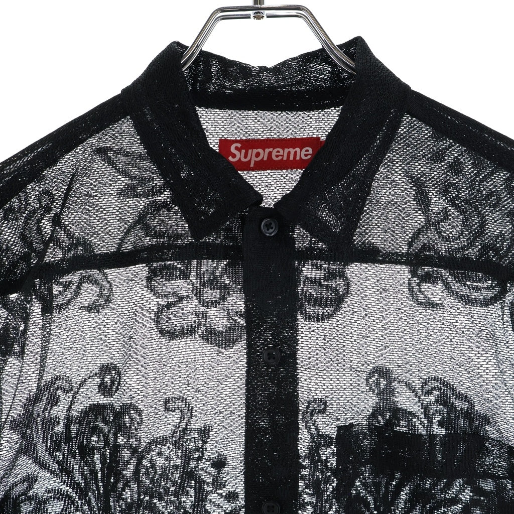 SUPREME(シュプリーム) 25SS LAST SUPPER LACE SS SHIRT 半袖シャツ 柄網メッシュ ブラック レディース