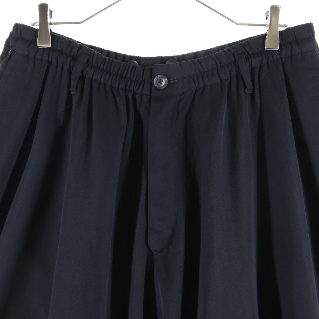 Yohji Yamamoto POUR HOMME(ヨウジヤマモト プールオム) ウール ワイドスラックス バルーンパンツ ベルトループ ドローコード ブラック