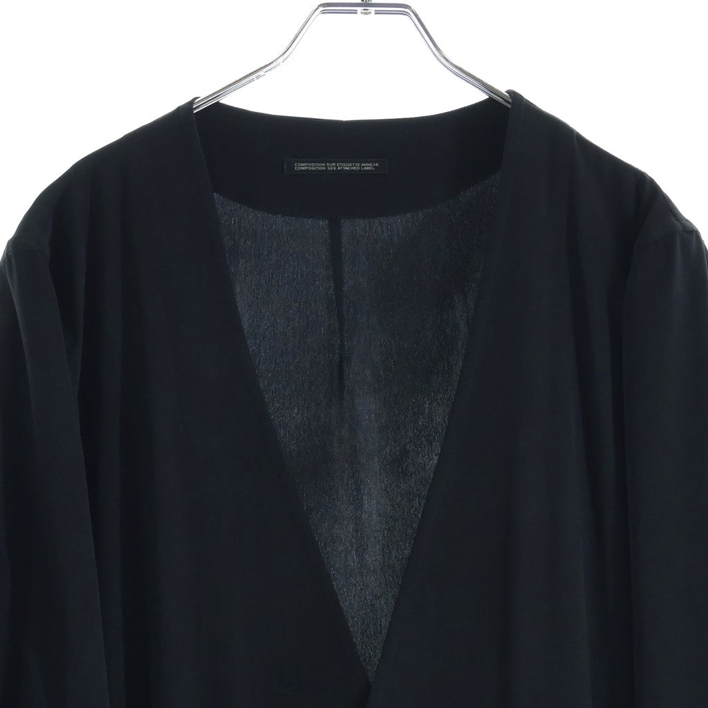 Yohji Yamamoto POUR HOMME(ヨウジヤマモト プールオム) ロングショールジャケット ダブルポケット ブラック