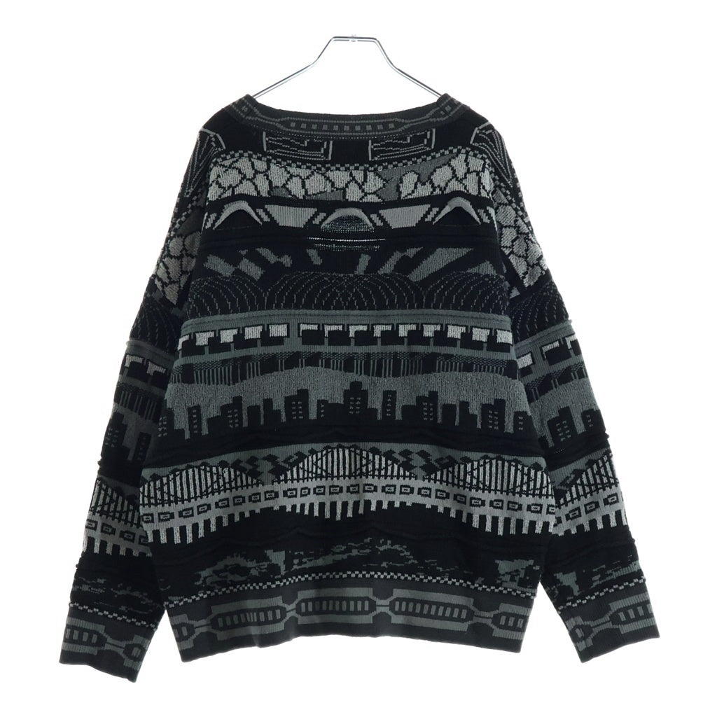 WTAPS(ダブルタップス) 24AW PALMER 813 SWEATER ACRYLIC ジャガードニットセーター カーディガン ブラック/グレー 242MADT-KNM07