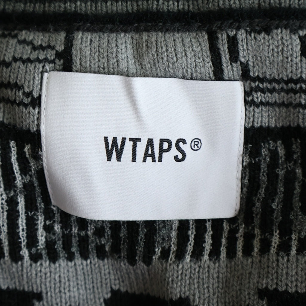 WTAPS(ダブルタップス) 24AW PALMER 813 SWEATER ACRYLIC ジャガードニットセーター カーディガン ブラック/グレー 242MADT-KNM07